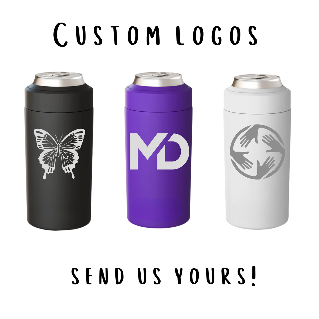 Custom logos engraved on Frost Buddy can coolers