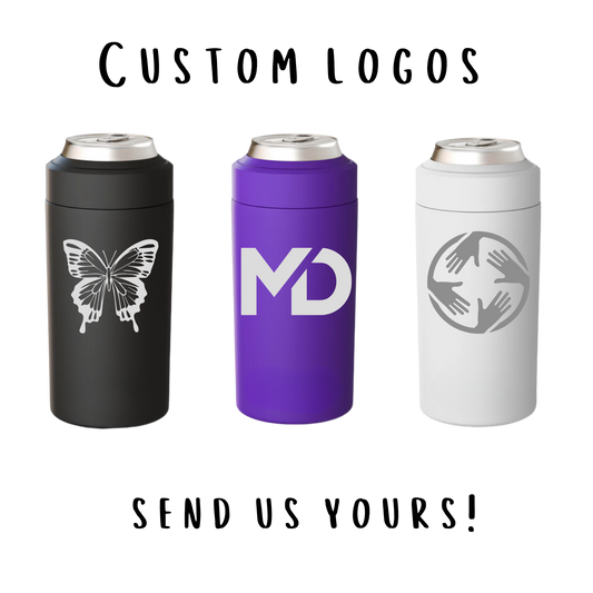 Custom logos engraved on Frost Buddy can coolers