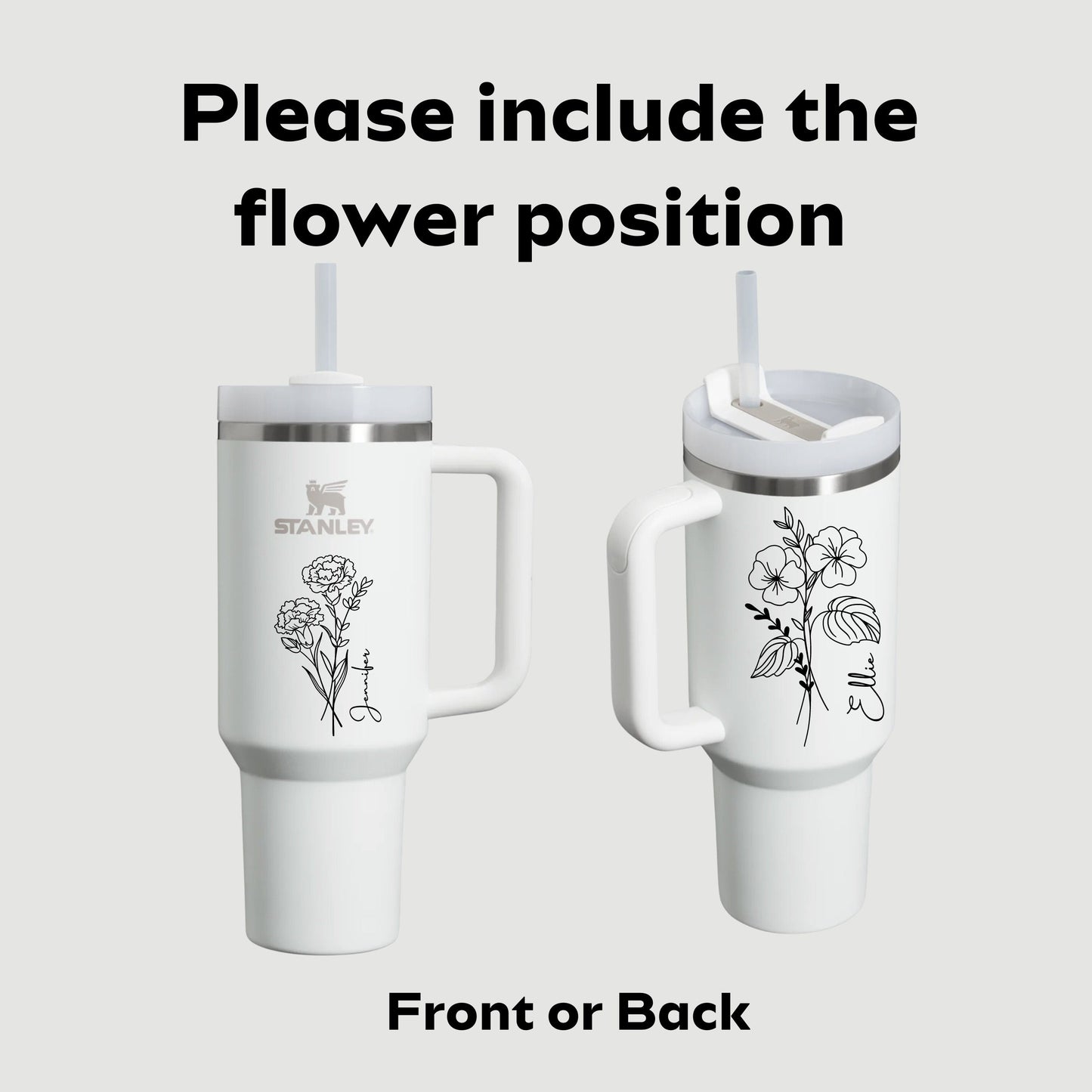Personalized Birth Flower Stanley Tumbler With Name ,Personalized Birth Flower Tumbler, Bridesmaid Proposal, Gifts for Her, Party Favor