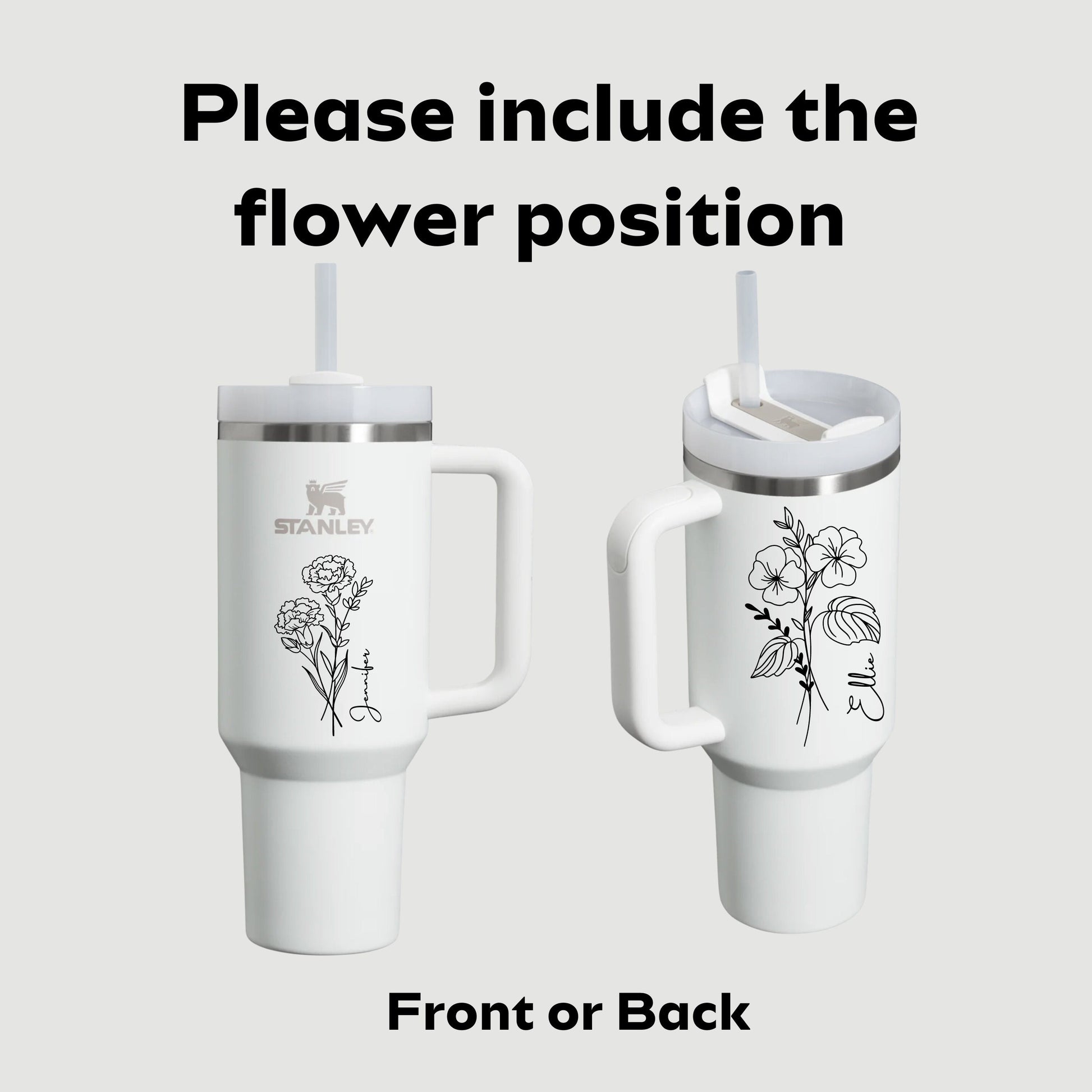 Birth flower Stanley Quencher with name