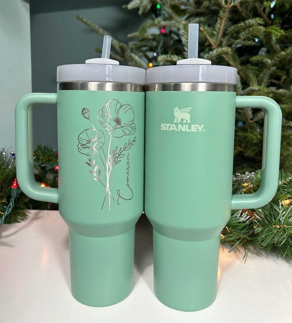 Personalized Birth Flower Stanley Tumbler With Name ,Personalized Birth Flower Tumbler, Bridesmaid Proposal, Gifts for Her, Party Favor