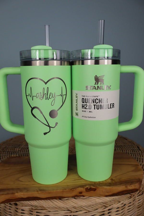 Custom nurse Stanley: heart and heartbeat design with name