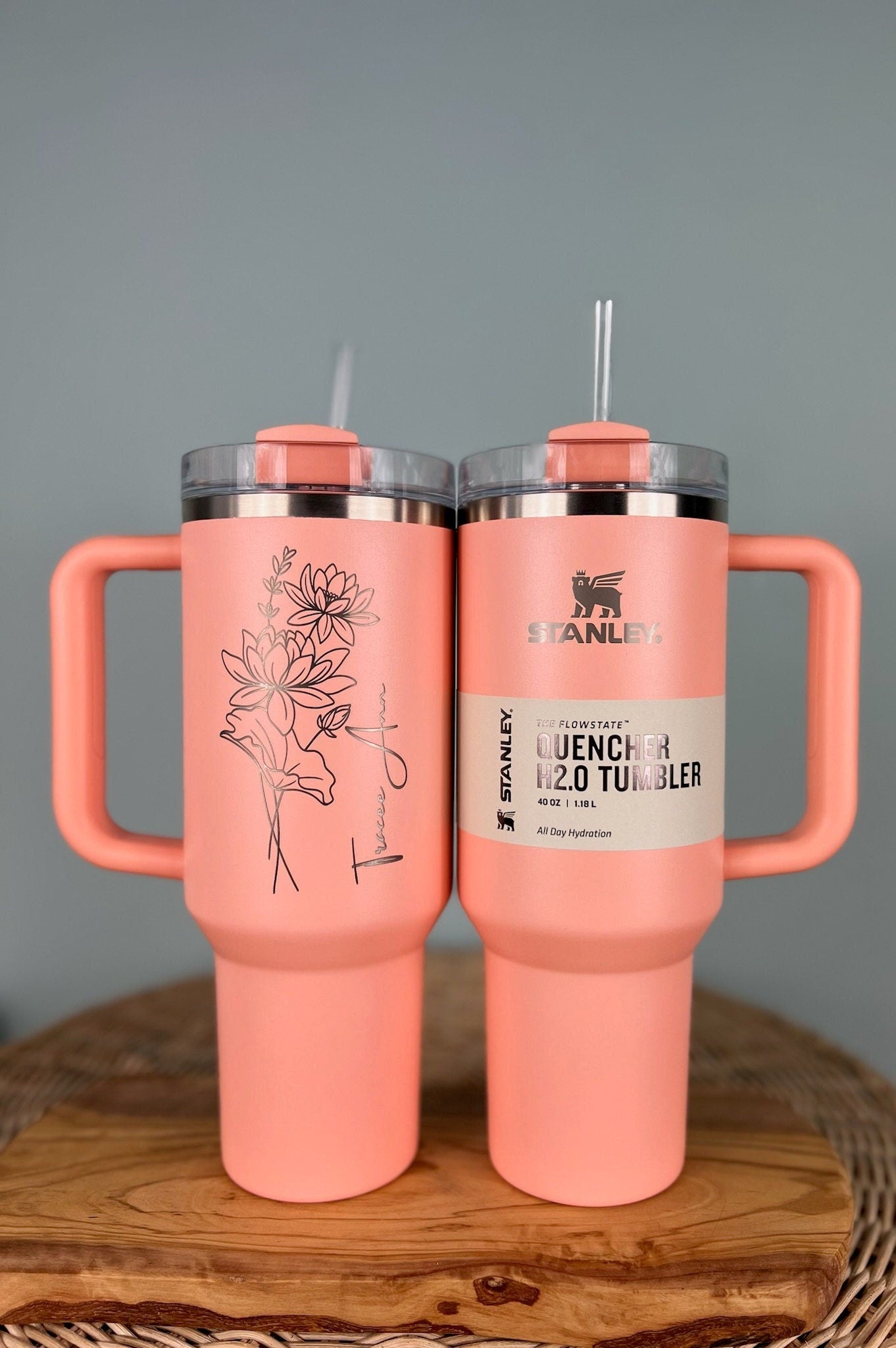 Personalized Birth Flower Stanley Tumbler With Name ,Personalized Birth Flower Tumbler, Bridesmaid Proposal, Gifts for Her, Party Favor