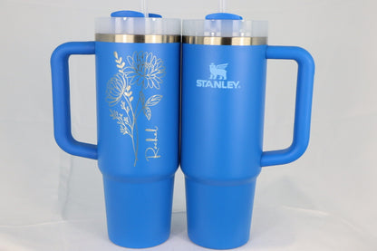 Personalized Birth Flower Stanley Tumbler With Name ,Personalized Birth Flower Tumbler, Bridesmaid Proposal, Gifts for Her, Party Favor
