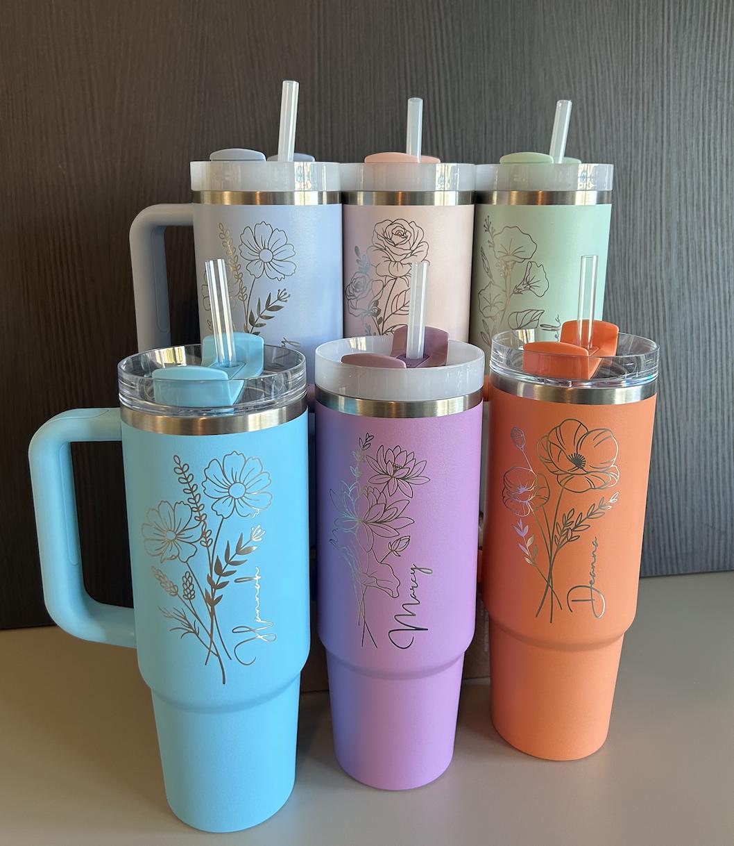 Birth flower Stanley tumblers