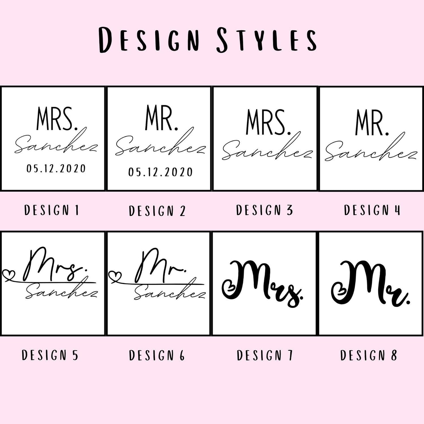 Wedding design styles for the Frost Buddy engraving