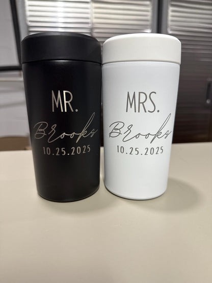 Engraved wedding can cooler