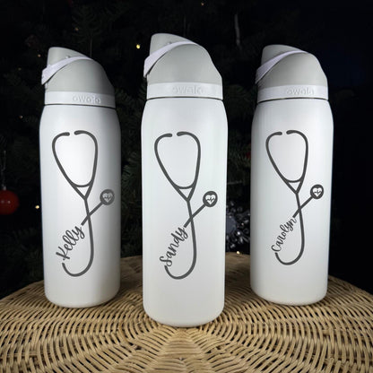 Nurse Owala bottle with name