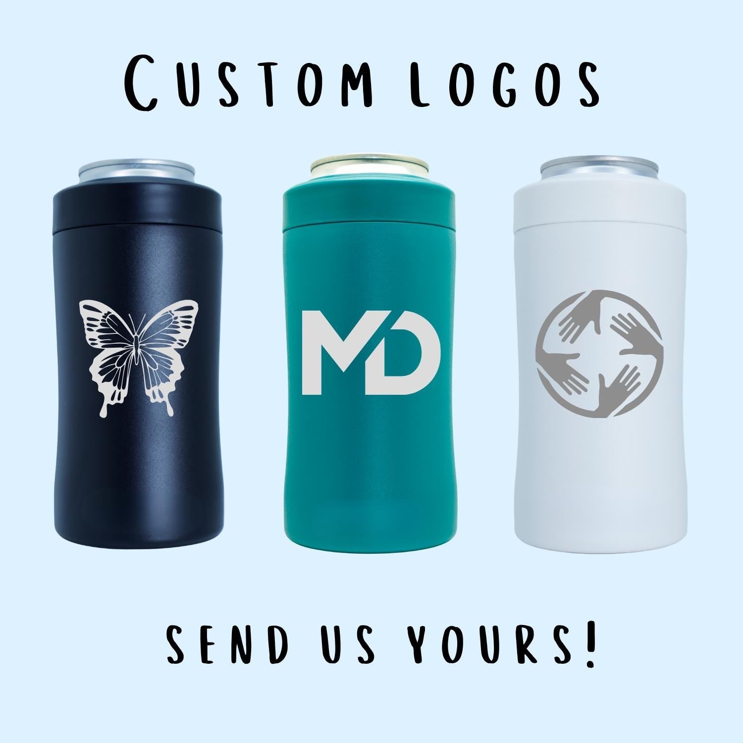 Send us your company logo and we engrave it on the can cooler