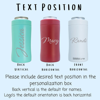 Text position options on the can cooler