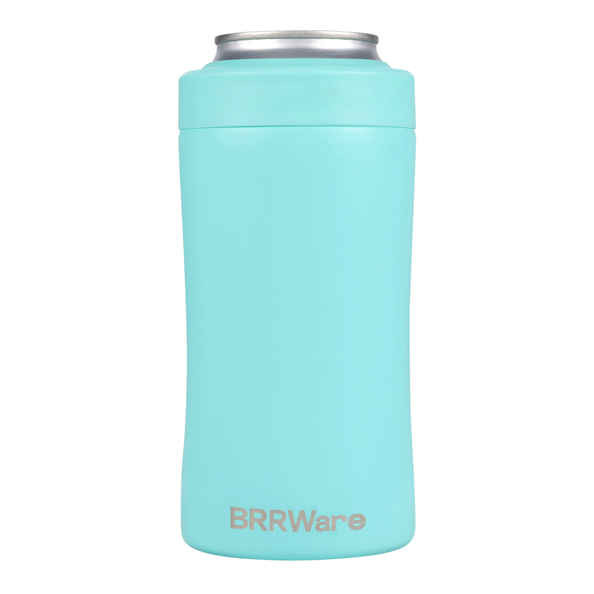 BRRWare 3-in-1 can cooler, Aqua, front view