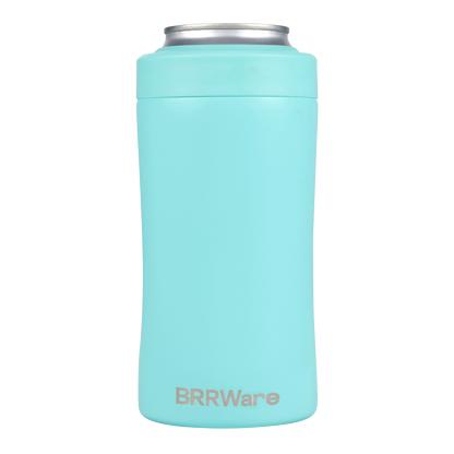 BRRWare 3-in-1 can cooler, Aqua, front view