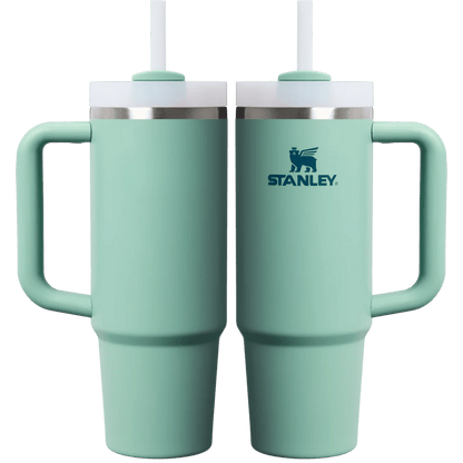 Stanley Quencher 30 oz in Spring Green — front and back