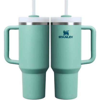 Stanley Quencher 40 oz in Spring Green — front and back