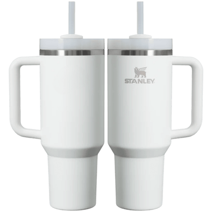 Stanley Quencher 40 oz in White — front and back